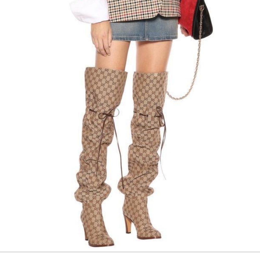 GUCCI over the knee boots gg logo